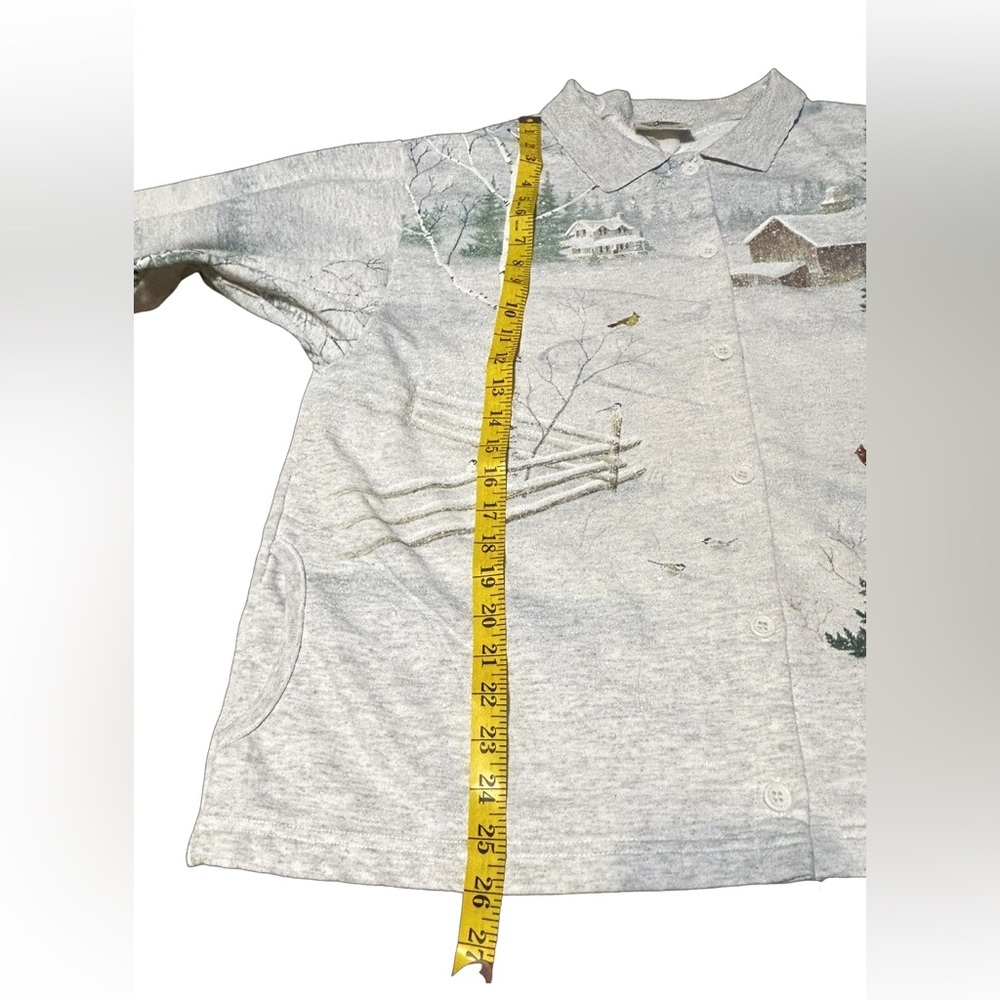 Artisans Knit Winter Scenic Cabin Button Shirt USA Vintage Large - Picture 5 of 16